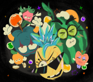 The famous fruit villains from Spanky's Quest.